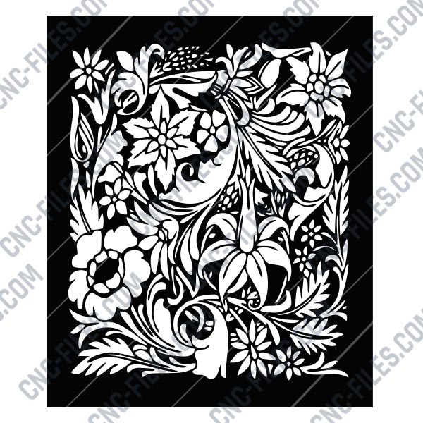 Flower Wall Border Stencil Template dxf File Free Download 