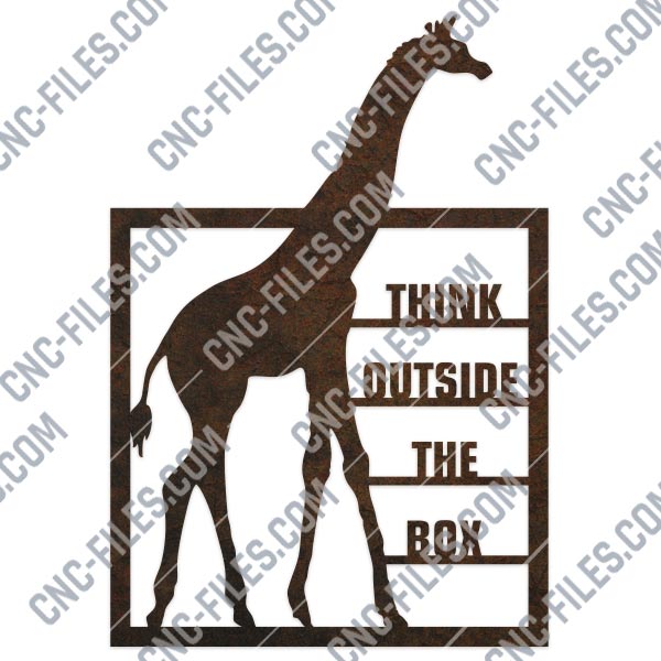 Download Think Outside The Box Giraffe Vector Design File Eps Ai Svg Dxf Cdr Cnc Files Free Dxf File Downloads Cuttable Designs Cnc Cut Ready Diy Home Decor Dxf