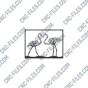 Tree Flamingo Wall Decor DXF File