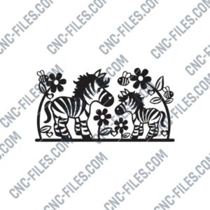 Zebra Flowers Decoration for Kids DXF File